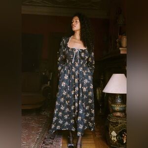 Christy Dawn Manuela Size Small Floral Maxi Dress with Long Sleeves